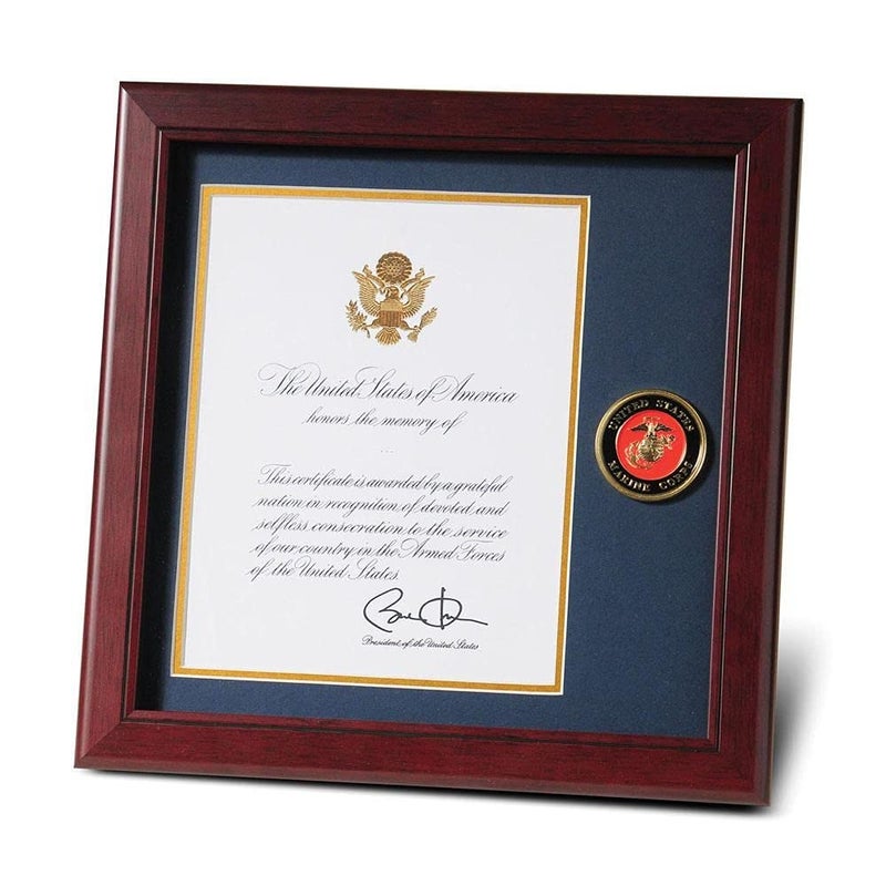 Allied Flag Allied Frame United States Marine Corps Presidential Memorial Certificate Frame with Medallion - 8 x 10 inch - Image 1